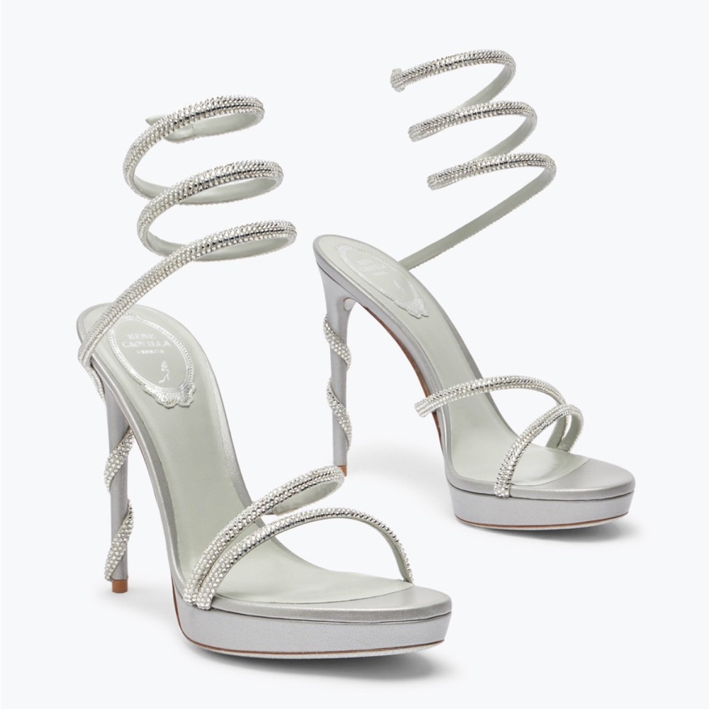 Authentic Rene Caovilla Margot Crystal Platforms – Size 39